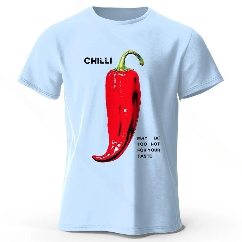 

Versatile Unisex 100% Cotton Bold Red Hot Graphic Tee for Men Fiery Food Lovers Summer Personality Harajuku Simple Stylish Top 2XL