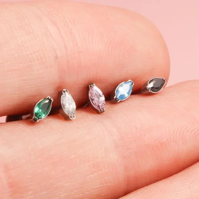 ASTM F136 Titan Labret Lippenpiercing 16G 18G Nasenring Tragus Marquise CZ Helix Knorpel Conch Ohrring Piercing Schmuck