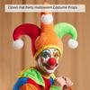Color Block Clown Hat with White Pom Poms Halloween Party Hat Funny Joker Hat  Party