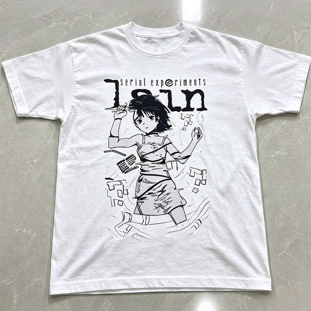 Lain Graphic Print Autumn Cotton Unisex Tshirt Short Sleeve Street Fashion Trend Clothing Street Style Winter Innerwear Tops