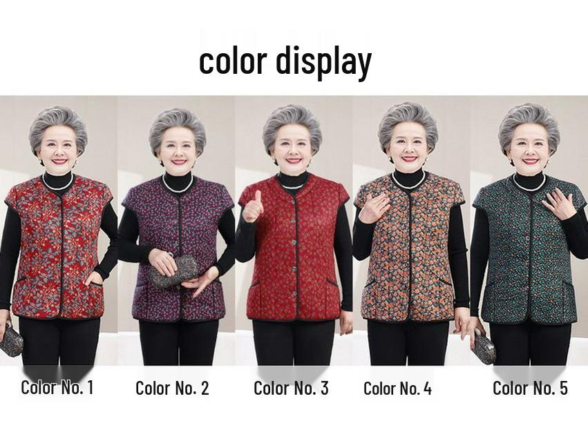 Grandma-Style Sleeveless Cotton Padded Vest with Sleeve Shoulder Protection for Women 2025 - Midlife & Elderly Warmth