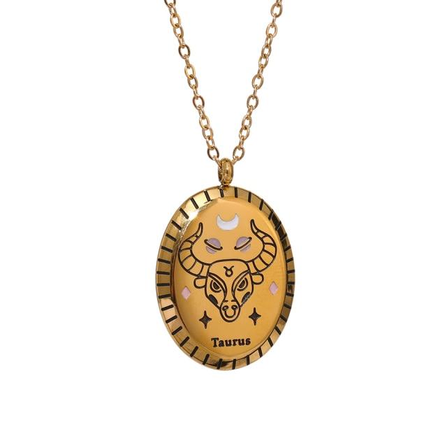 

Yhpup New Arrival 316 Stainless Steel 12 Constellation Drop Pendant Necklaces Waterproof Golden Jewelry 18 K Metalized Collar Necklaces Souvenir