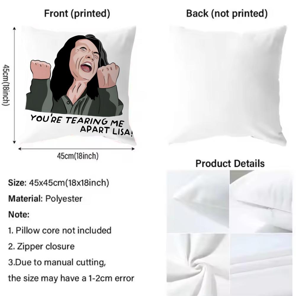 The R-Room T-Tommy Wiseau Cushion Cover Home & Car Dual-Scene Pillow Cover: Reversible For Premium Comfort