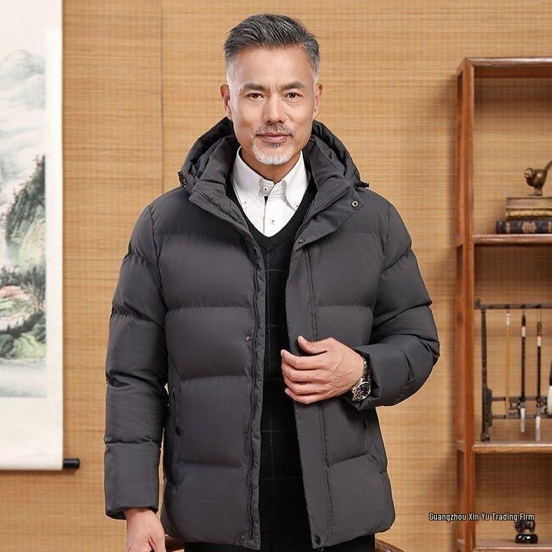 2025 Men's Duck Down Thickened Winter Jacket for Middle-aged & Elderly: Stylish, Warm, Large Size.