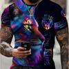 Men's Crew Neck Print Fierce Animal Pattern Oversized Men's Shirt Y2K Style Fashion Breathable Refreshing Short Sleeve