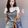 2026 Summer Women's Casual Sequin Patchwork Round Neck T-shirt
