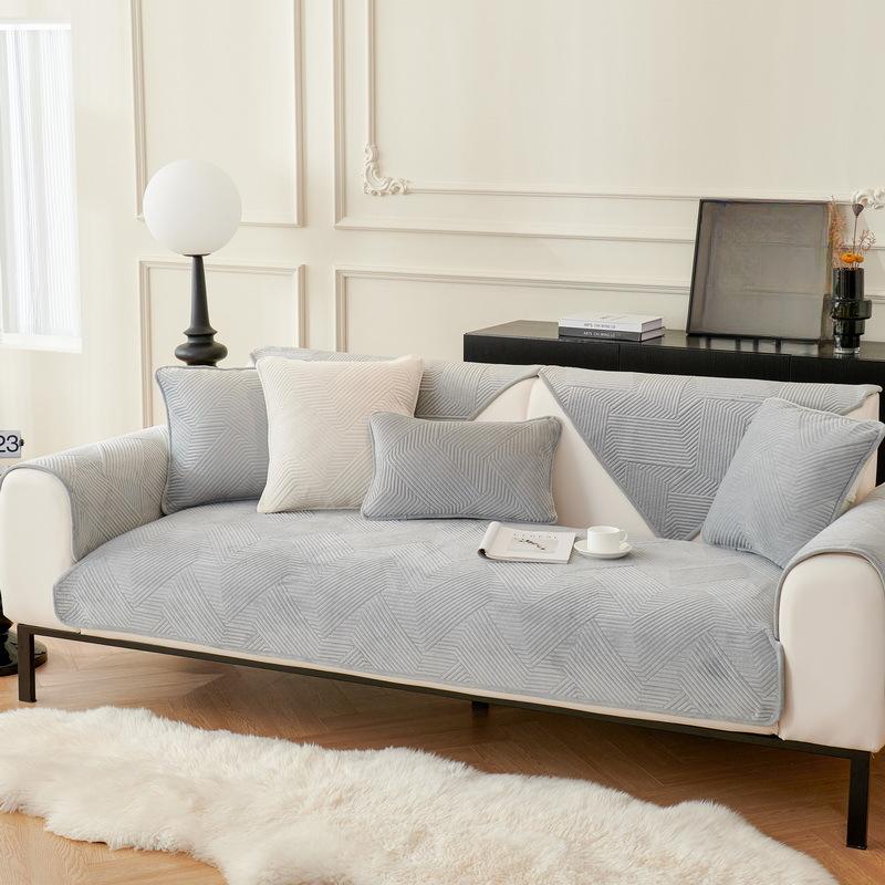 Sofakissen für Herbst und Winter, verdickter Kissenbezug aus Kristallsamt, einfarbig, schlichter Sofabezug, Stoff, modernes, schlichtes, rutschfestes Kissen