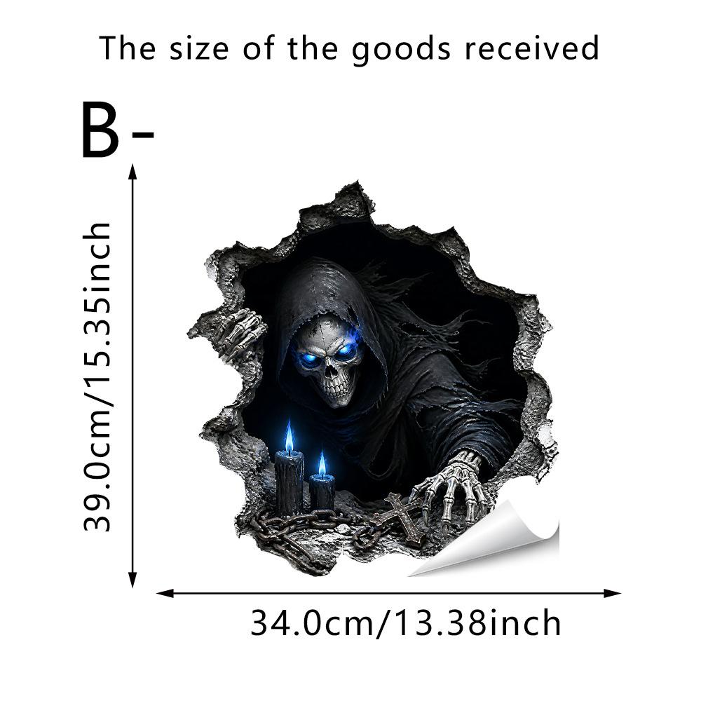 Halloween 3D Wall Breaking Mummy Witch Wall Sticker Self Adhesive Horror Decor