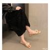 Fashion 2025 new temperament open toe flat shoes for casual beach vacation women's shoes Ladies wear one word slippers outside in summer