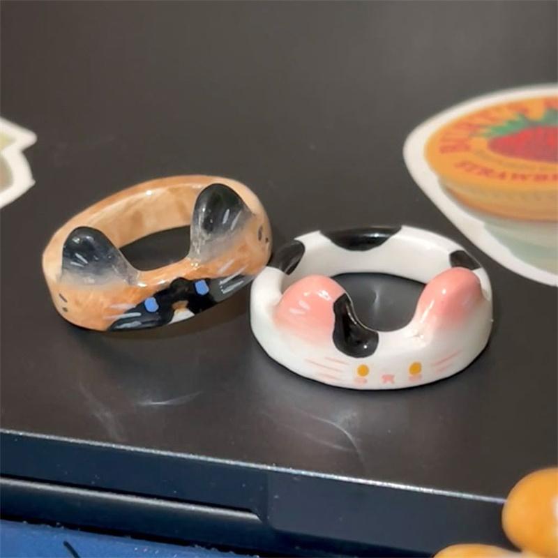 Cartoon Cute Cat Ring For Children Personality Design Funny Korean Sweet Girls Finger Rings Exquisite Jewelry