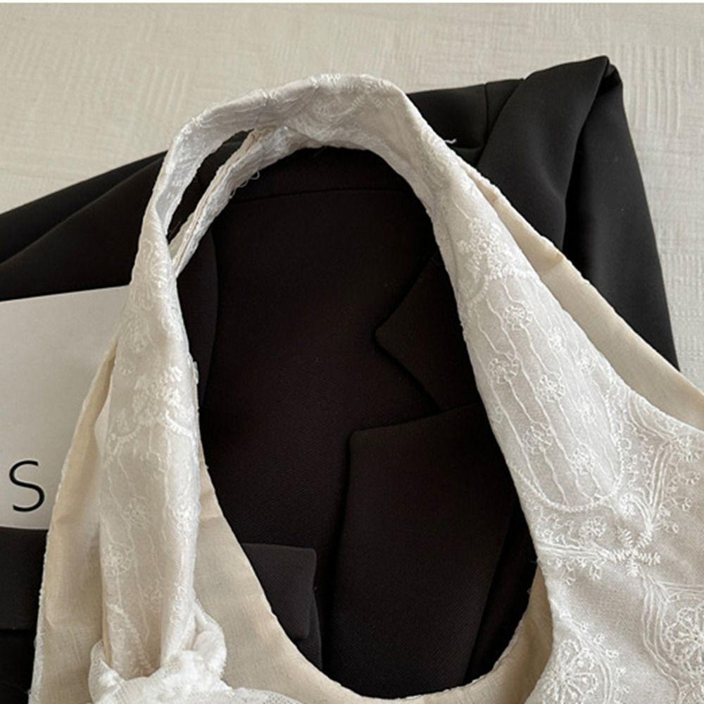 Tote Bag Lace Shoulder Bag Korean Style Large Capacity Bag Big Pouch Simple Canvas Handbag  Travel