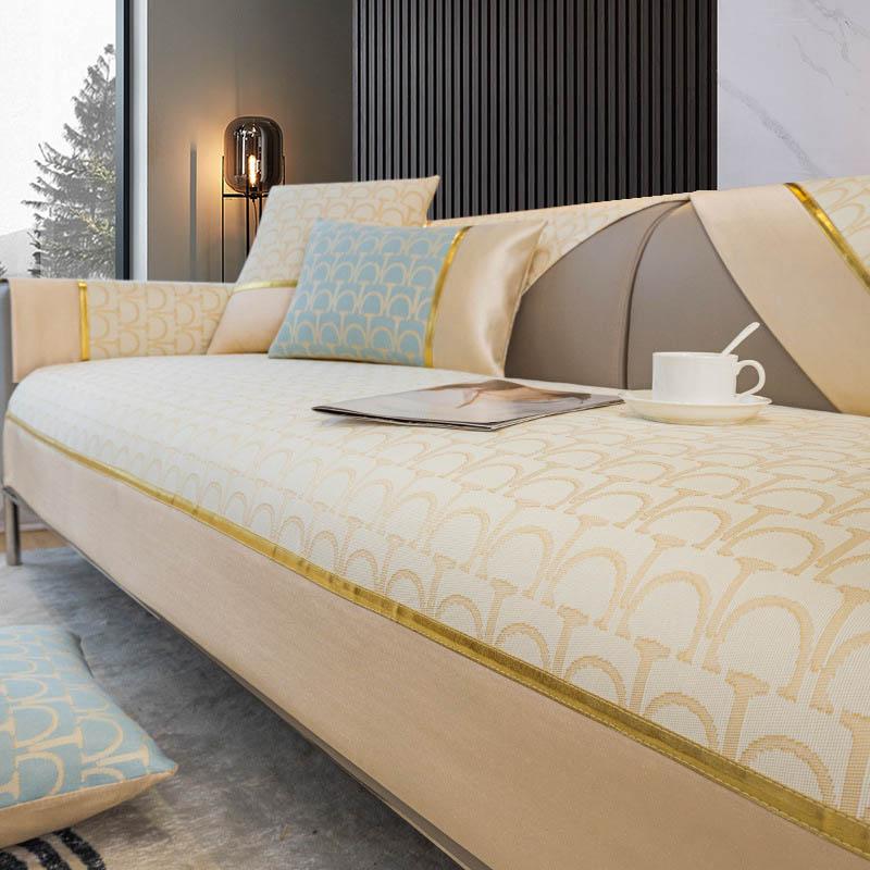 Ice Silk Sofa Cushion Summer Mat Seat Cushion Light Luxury Wind Non-slip Sofa Cover Modern High-end Seat Cushion Cover Towel