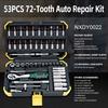 53 Pieces 1/4 Inch Drive Industrial Grade  Socket 72 Tooth Ratchet Wrench Set, with Bit Socket Set  Extension Bar