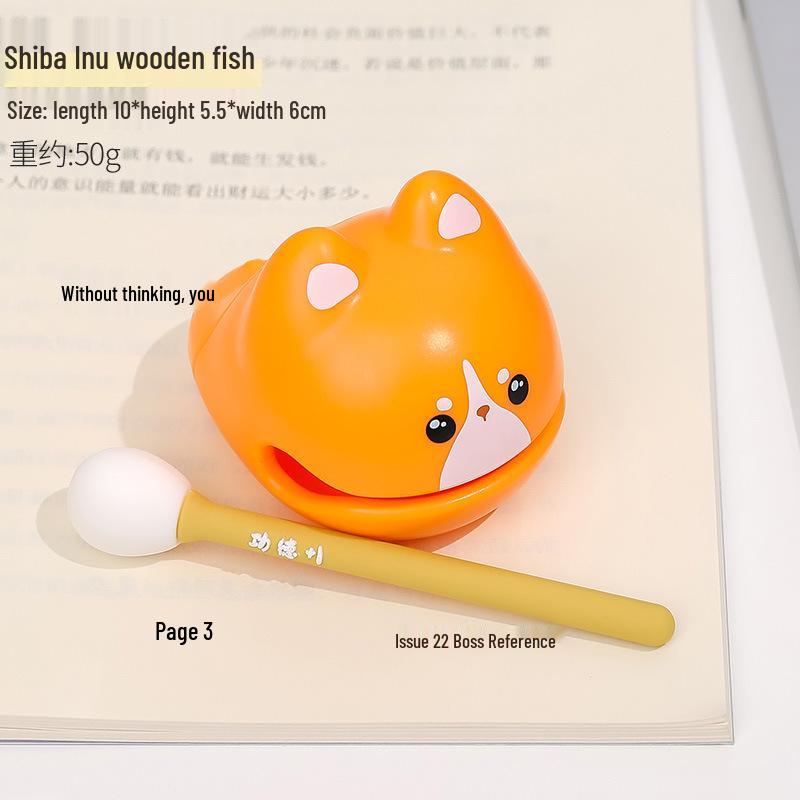 Cartoon Knock Knock Wooden Fish Ornament - Cute Granule Lucky Cat Decoration for Office