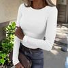 Women's  And Winter Slim Bottom T-shirt Fashion Casual Solid Color O-Neck Pullover Long Sleeve Top