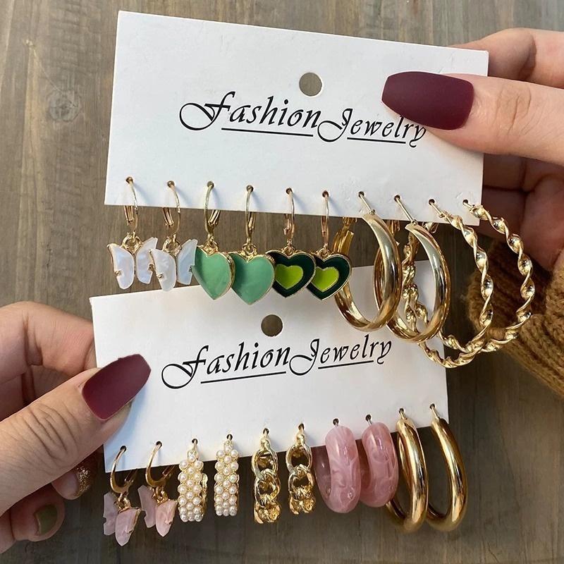 iF ME Fashion Earrings Butterfly Heart-shaped Hoop Earrings for Women Accessories Jewelry