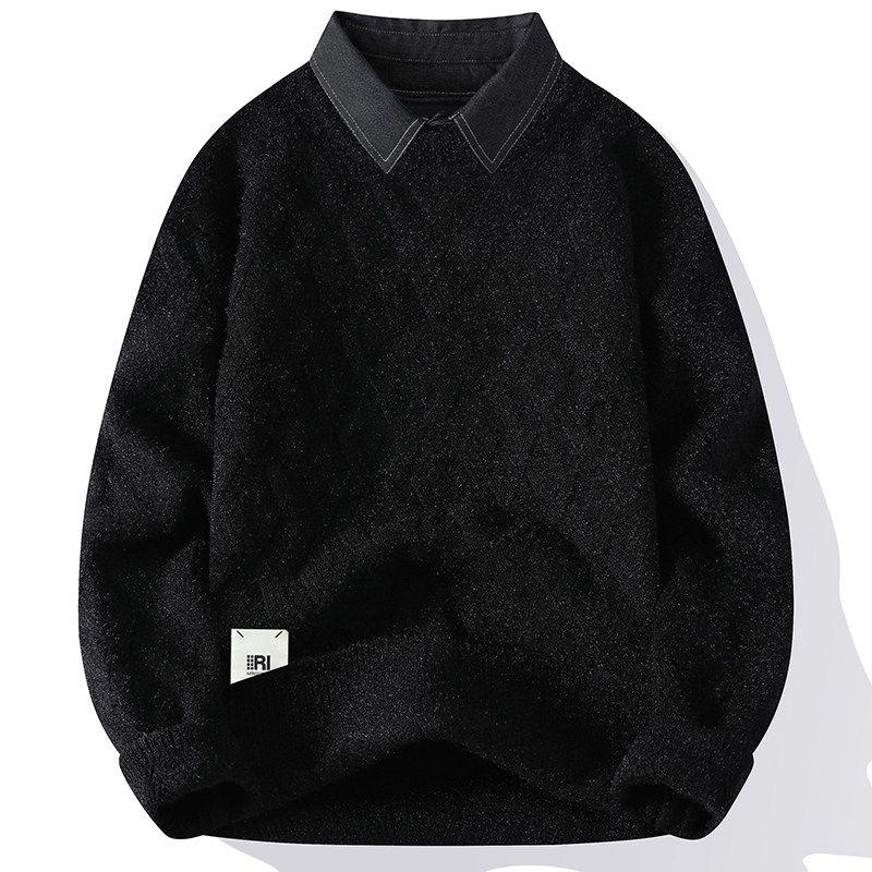 Men's Round Neck Sweater, Thickened and Warm Knitwear, Trendy Casual Versatile Loose Top for Men