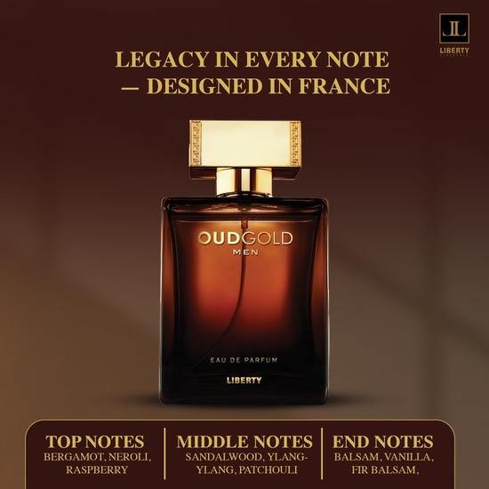 Liberty Men Perfume Luxury Oudgold Liquid Eau De Parfum (EDP) Premium Long-Lasting Oud & Woody Fragrance Elegant Scent for Him 100ml