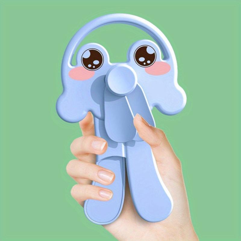 3pcs Cute Cartoon Manual Press Fans,Portable Handheld Mini Fans In Pink, Blue, and White, Plastic, No Battery Required, Ideal for Summer, Manual Fan