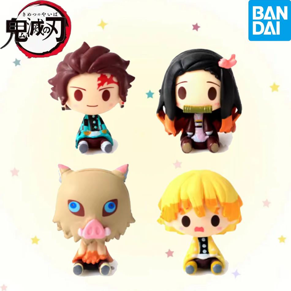 4PCS/Set Anime Demon Slayer Nezuko Tanjirou Zenitsu Inosuke Mini Figurine Kawaii Action Figure PVC Model Collectible Doll Toy