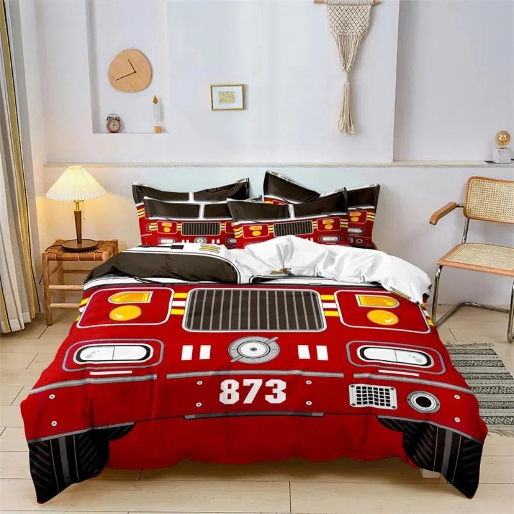 Cute Cartoon Boys Bedding Set Car Track Pattern Duvet Cover Set Children Bed Cover Comforter Cover Full King Pillow Case