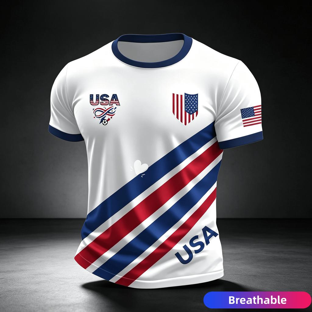 Maglia da Calcio Americana 2026 per Uomo Donna Bandiera USA Speciale Maglia da Calcio Giovanile Estiva Traspirante Competizione Allenamento T-shirt