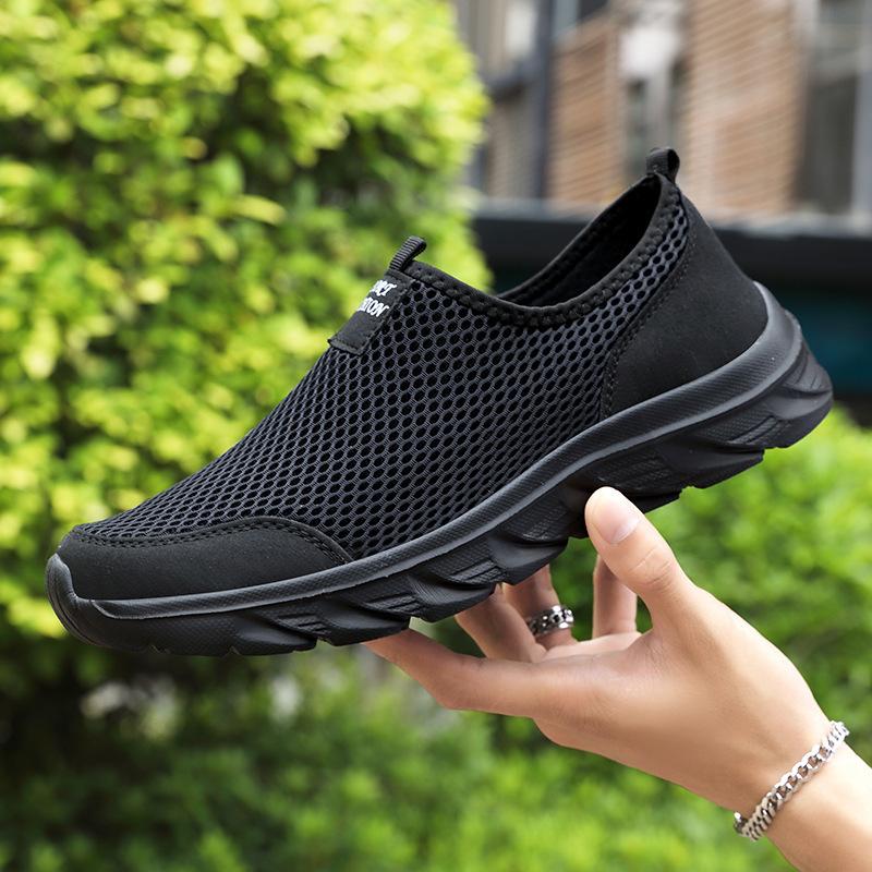Summer mesh fly-woven men's shoes breathable and comfortable casual shoes one pedal travel shoes light dad shoes walking shoes men