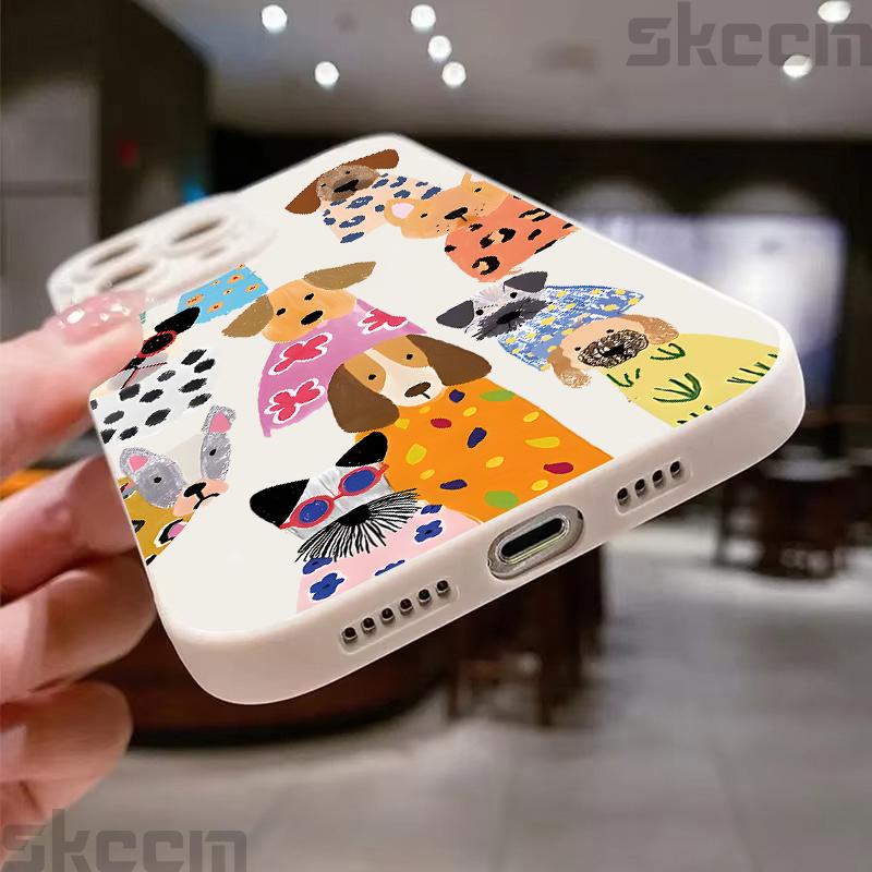 Funny Colorful Dog Pattern Design Phone Case For iPhone 17 16 15 14 Pro Max 12 11 13 Mini 17 Air XS X XR 7 8 Plus 16e Soft Cover