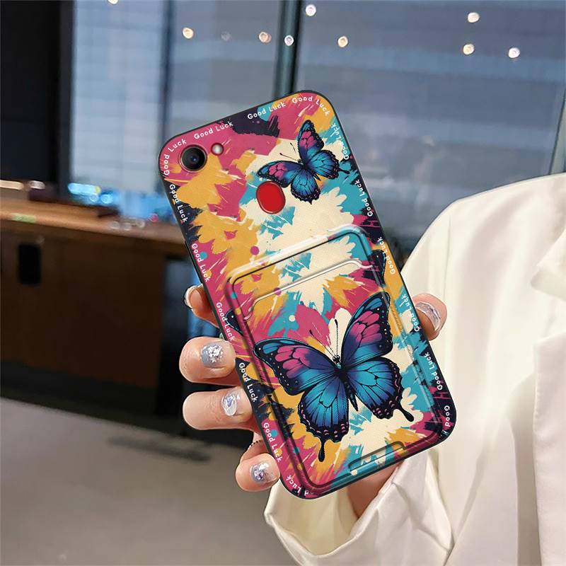 Cartoon Card Slot Phone Case For OPPO F7 Back Cover TPU Protective Anti-knock Cute Card Bag Soft Case Dirt-resistant
