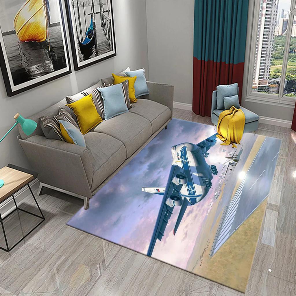 3D Bunter Ölgemälde Flugzeug Teppich für Wohnzimmer Schlafzimmer Dekor Teppiche Badezimmer Küche Rutschfeste Bodenmatte Heimdekor Teppiche