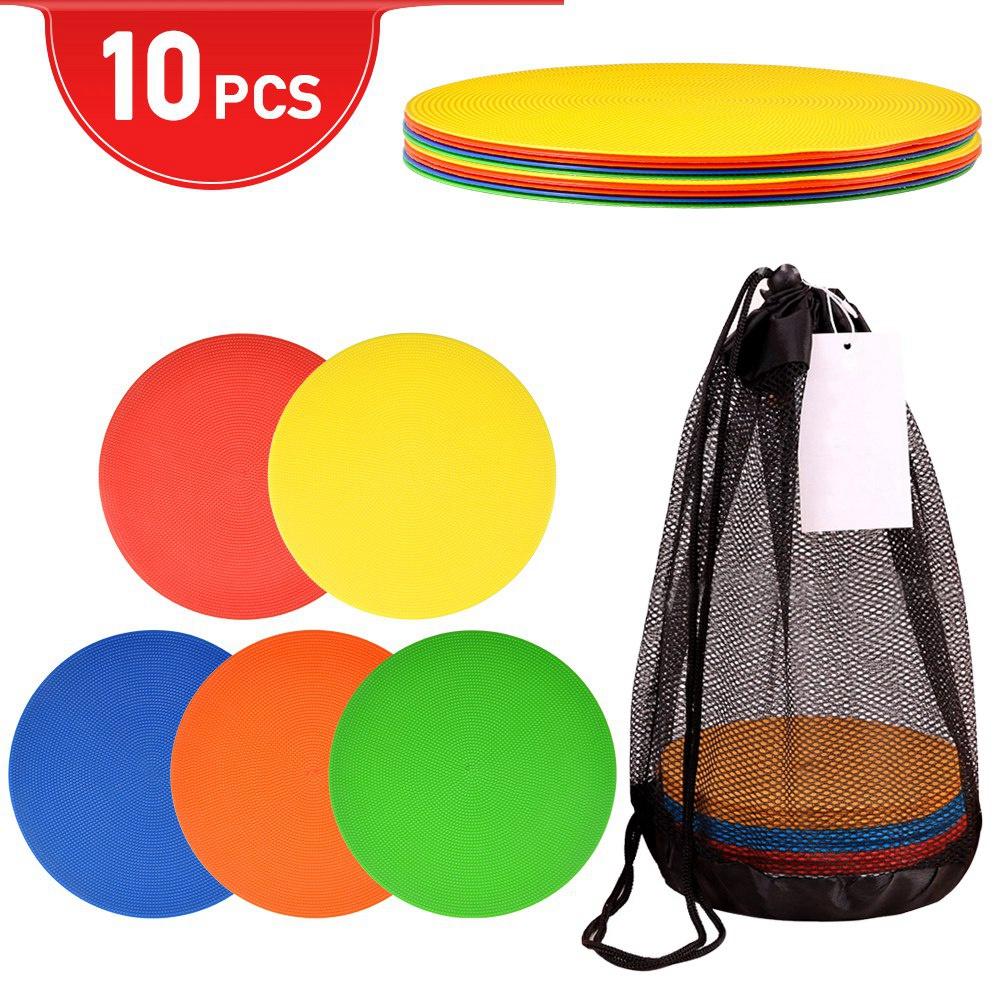 

Плоские фишки для разметки, набор 10 штук, футбольные плоские маркеры для тренировки скорости и разминки с сетчатой сумкой для переноски