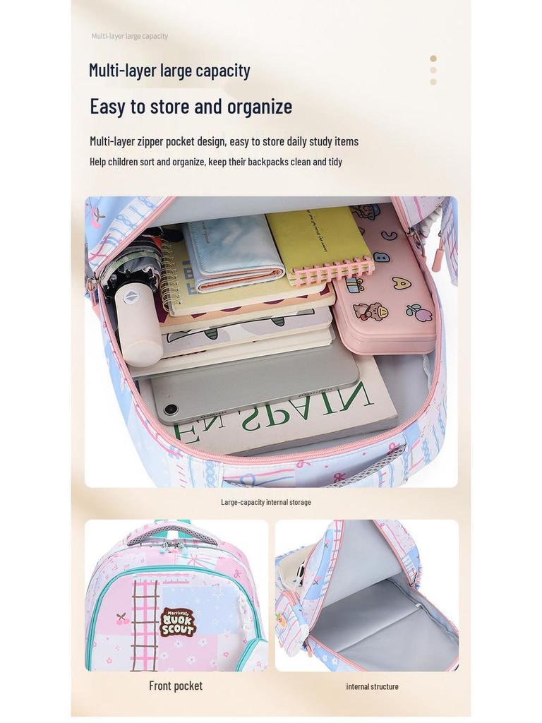 Lightweight Large Capacity Cat Cartoon School Backpack for Boys and Girls