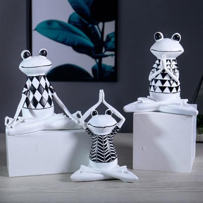 Resin Yoga Frog Figurines Meditation Animal Sculpture Nordic Home Decor Living Room Desktop Statue Office Bookcase Ornaments