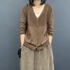 Women's Spring/Fall Korean-Style Loose-Fitting, Slimming, Boho-Chic Long-Sleeve Knit Cardigan Solid-Color Lightweight Sweater Jacket