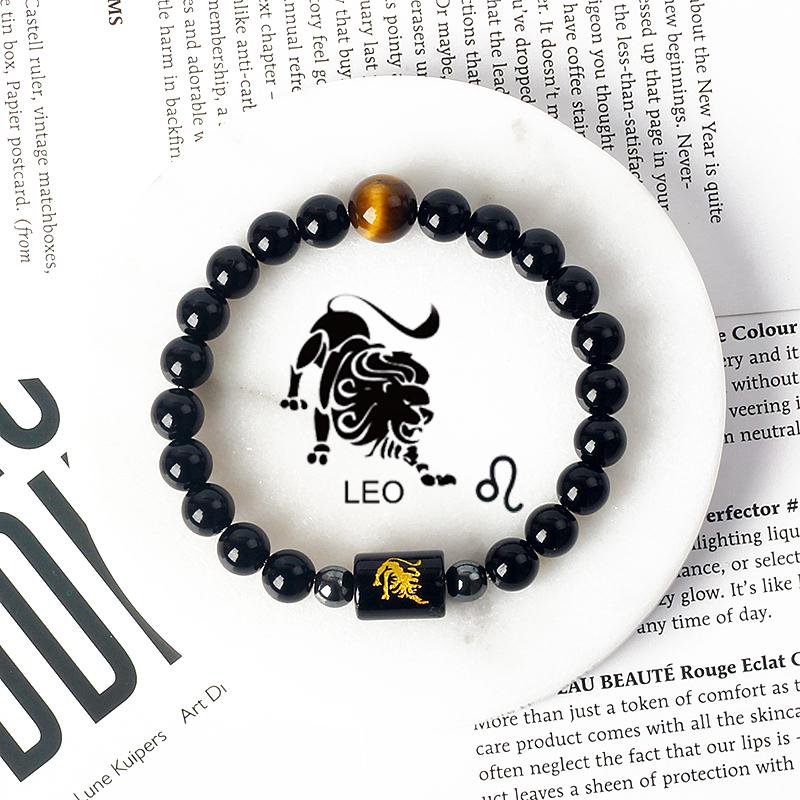12 Constellations Scorpio Bracelet Natural Stone Tiger Eye Beads Bracelets for Men Women Cancer Virgo Leo Libra Couple Jewelry