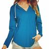 Damski Sweter T-shirt z dekoltem V i długim rękawem    Oddychający Casualowy T-shirt z kapturem Sportowy Pulower