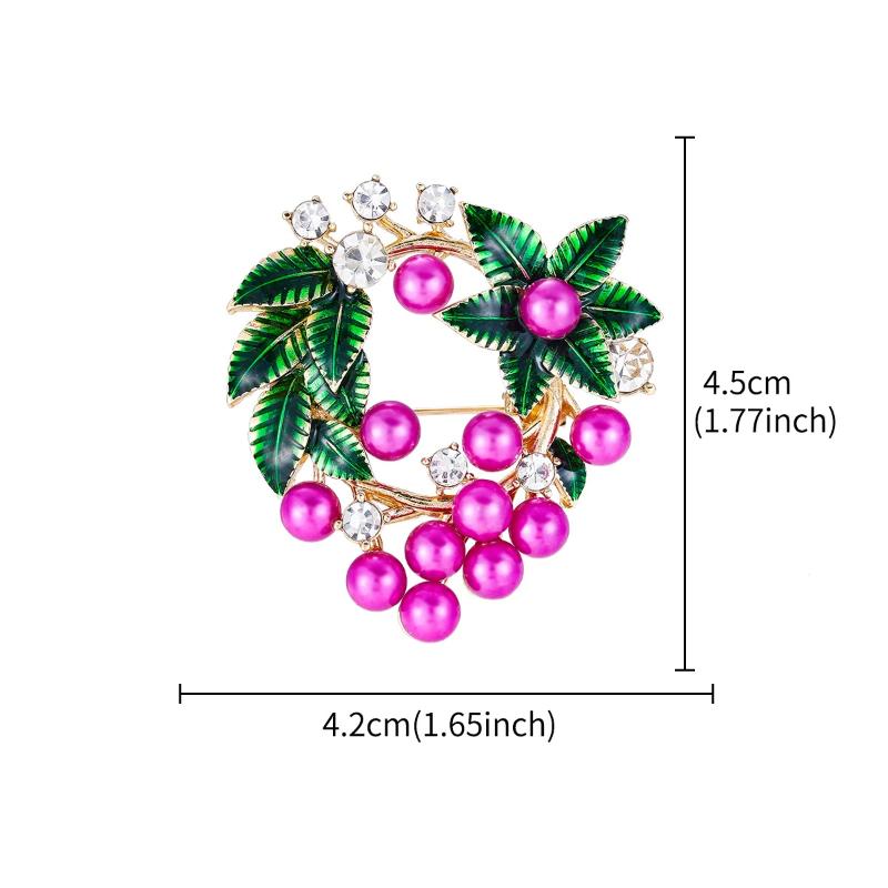 

Vibrant Purple Pearl & Crystal Wreath Brooch - Enamel Leaf Design Pin For Clothes, Bags & Fashion Accessories