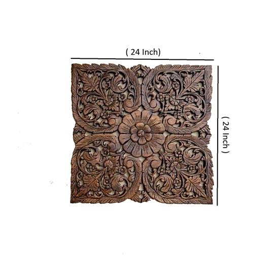 Wooden Wall Hanging Panel 60.96cm Diameter Wood Carved