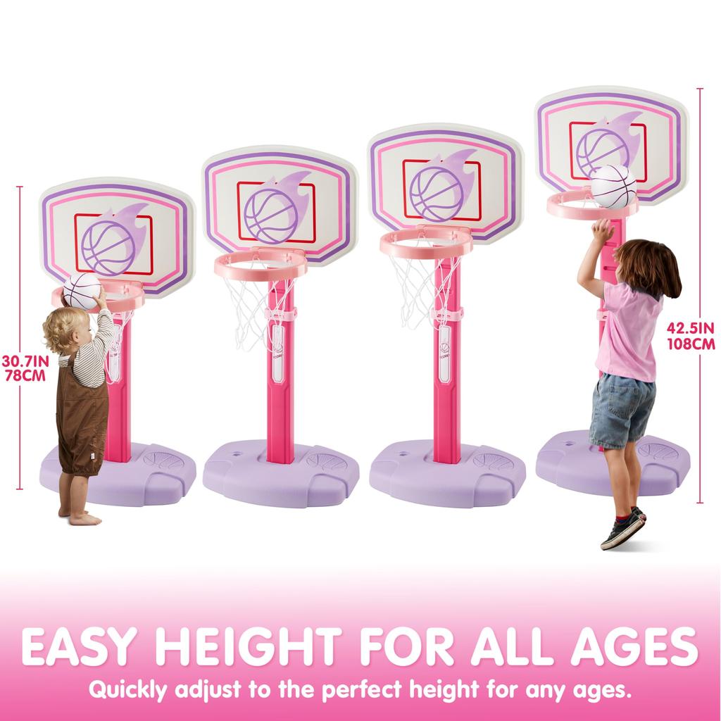 JOYFY Koš na basketbal pro batolata Vnitřní basketbalová sada Nastavitelný basketbalový koš se 4 míčky pro kluky a holky Dárek k narozeninám