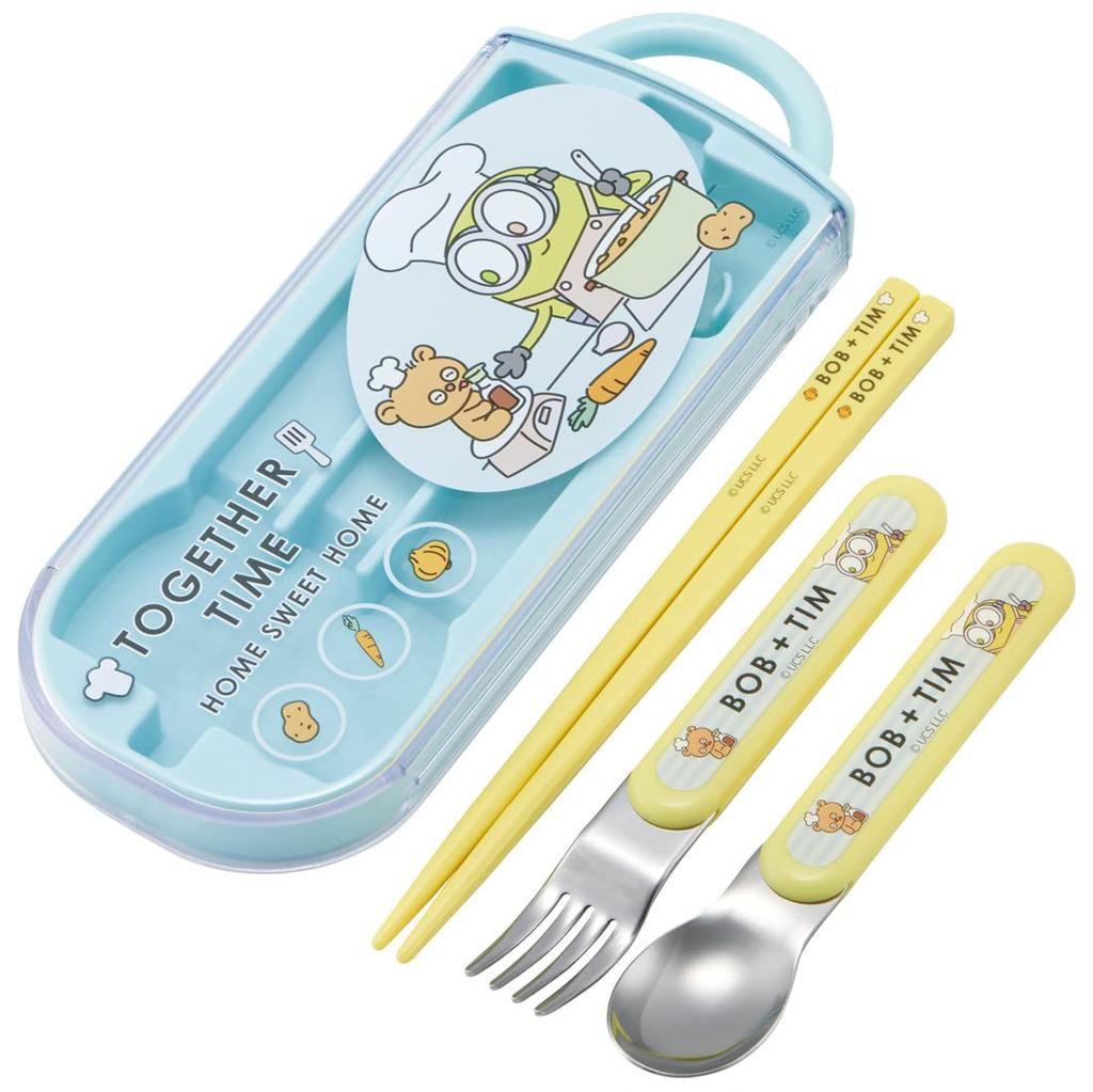 Skater Trio Set of and Fork for Made In Chopsticks, Spoon, (Minion 23) Kids, Antibacterial, Japan, TACC2AG-A