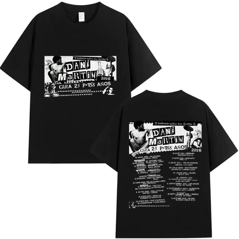 Rapper Dani Martin Tour 2026 Merch Trička Pánské Pop Music Oblečení Tričko s krátkým rukávem Muž Hip Hop Gotické Vintage Tričko