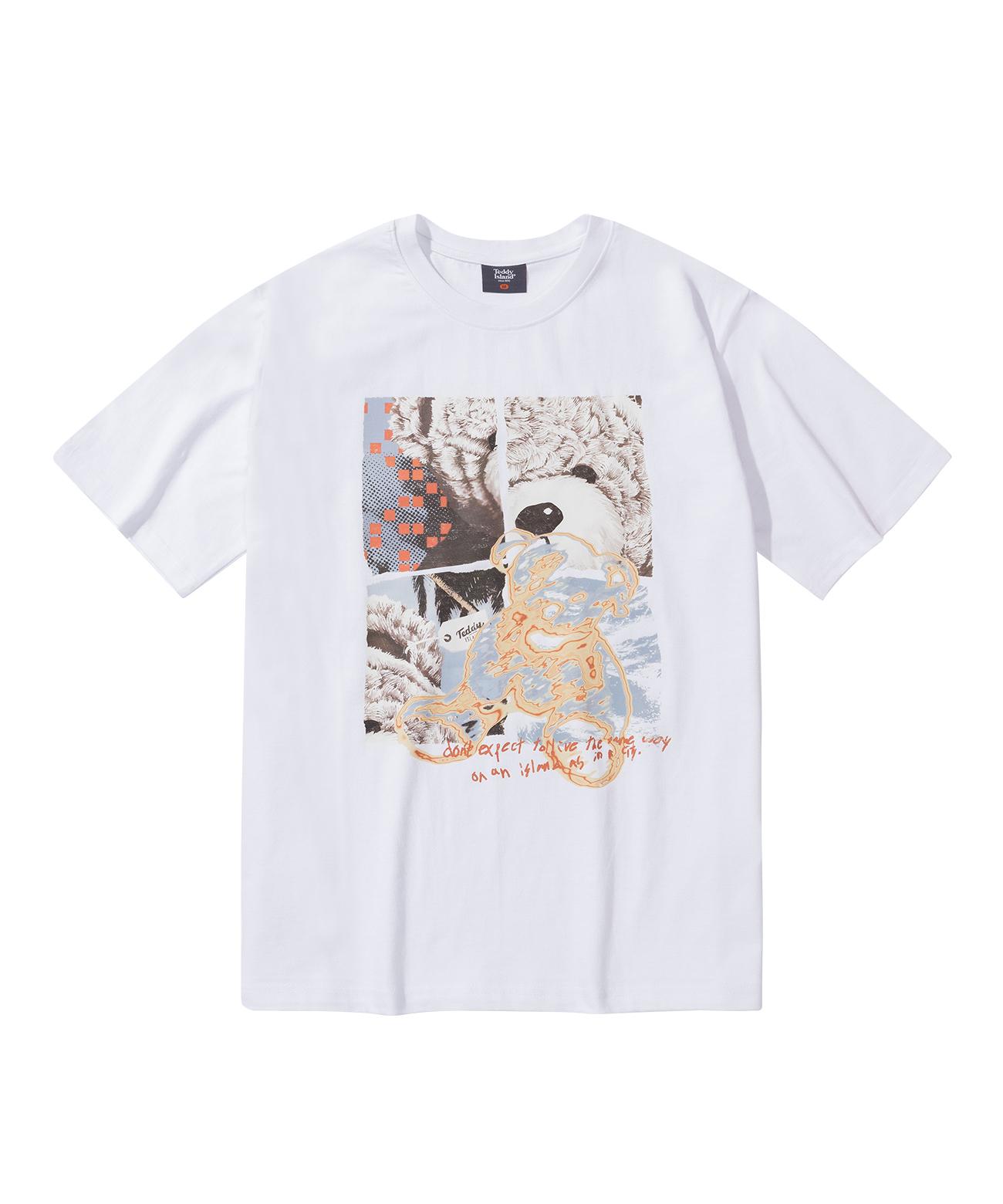 Teddy Island Collage Teddy Short Sleeve White White/L
