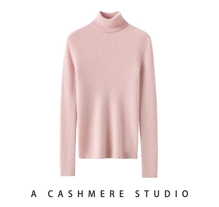 Women's Slim Fit High-Neck Pure Cashmere Sweater, Perfect for Autumn/Winter, Flattering Base Layer Knitwear by Consinee.