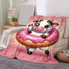 1pc Dairy Cow Printing Lightweight Flannel Blanket, Comfortable and Warm Blanket, for Camping Sofa Bed and Couch Office, Gift