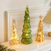 Illuminated Glass Christmas Tree Tabletop Decoration for Festive Ambiance