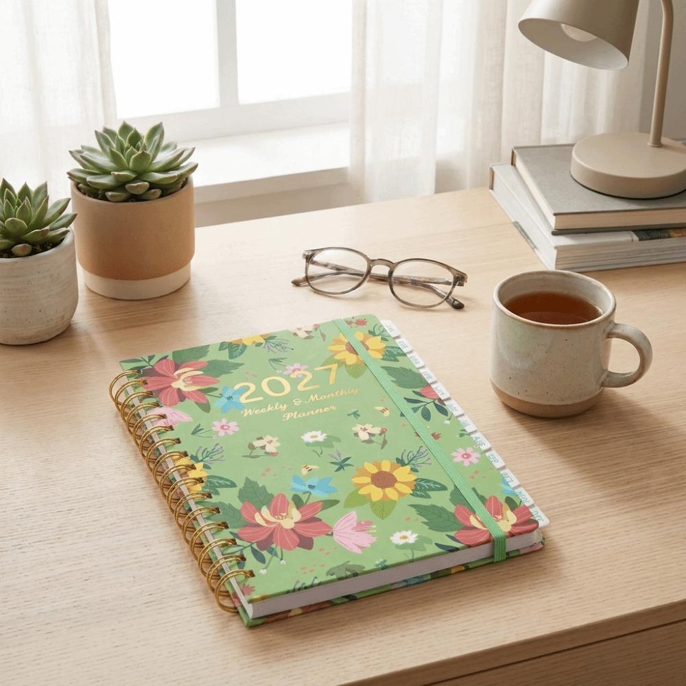 Floral Pattern Floral Spiral Notebook Spiral Bound A5 Agenda Book  Office Supplies