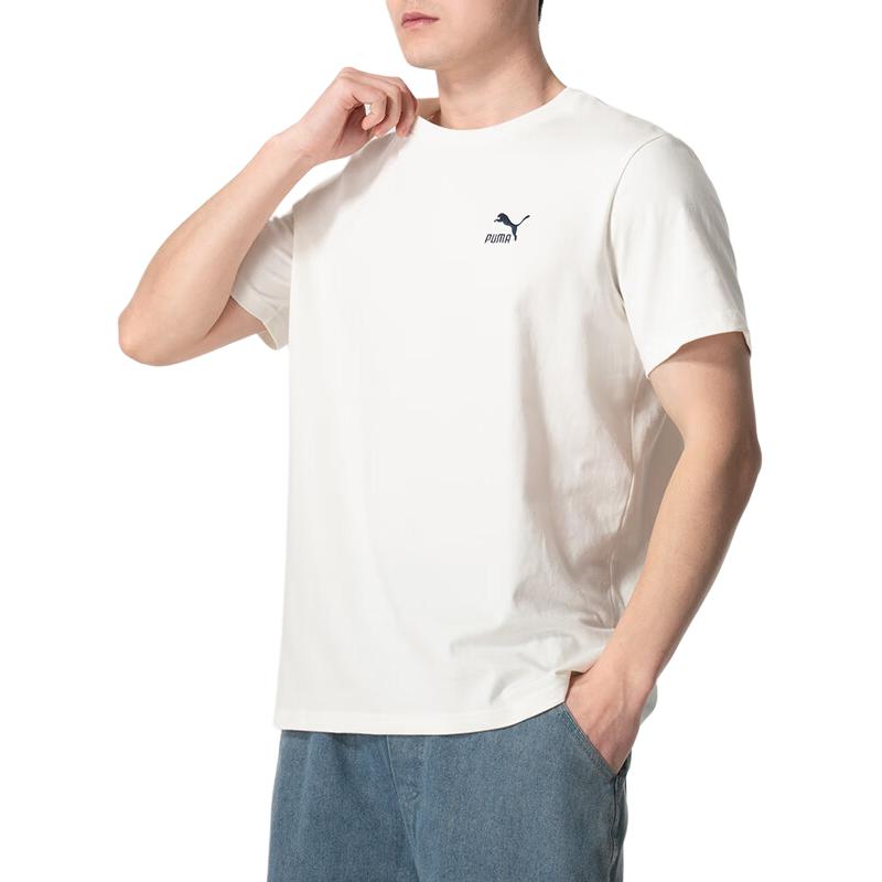 Puma Retro American Breathable Casual Logo Print Crew Neck T-Shirt Men Tops White 630353-65