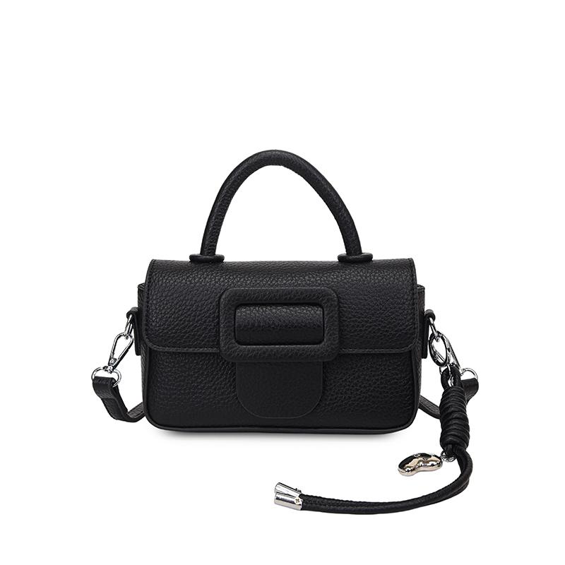 

Korean Style Mini Flap Handbag Women Litchi Pattern PU Leather Top Handle Crossbody Bag Fashi Small Shoulder чёрный