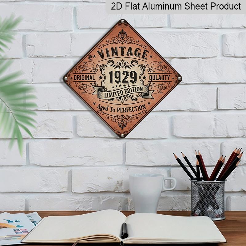 2D Flat, 1pc Suitable for Home & Shop Wall-Mounted Retro Sign - Vintage 1929 Limited Edition Ornate Industrial Plaque, Metal Decor for Diner, Cafe