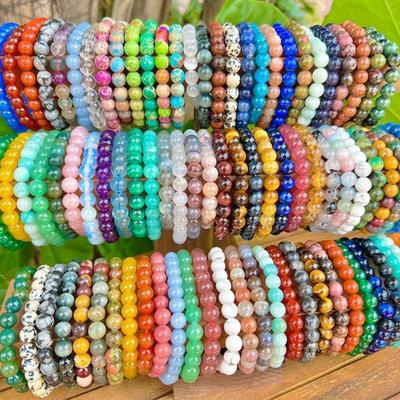 5 parçalı set 6 parçalı set 10 parçalı rastgele renk seti doğal kristal boncuklu bileklik erkek ve kadın elastik bileklik